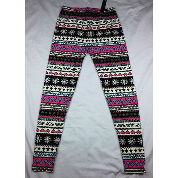 Winter Printed Leggings Plus Size Blue Pink Black Buttery Soft Womens - Picture 3 of 4